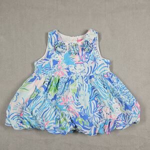 Lilly Pulitzer Bubble Dress Infant Girls 3-6 Months Baby Britta Coastal Blue